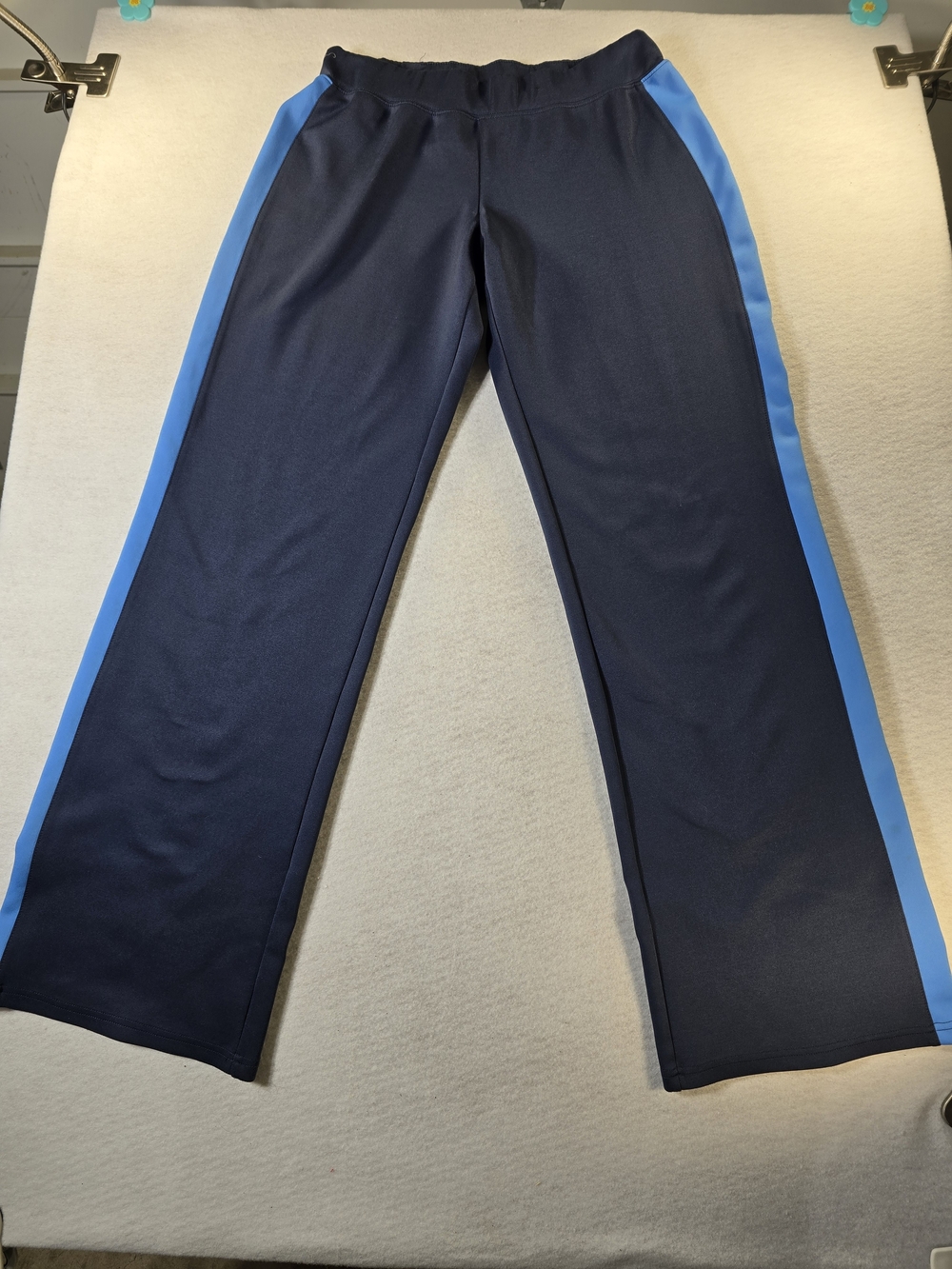 Women's Navy Joggers with Sky Blue Side Stripes Size S